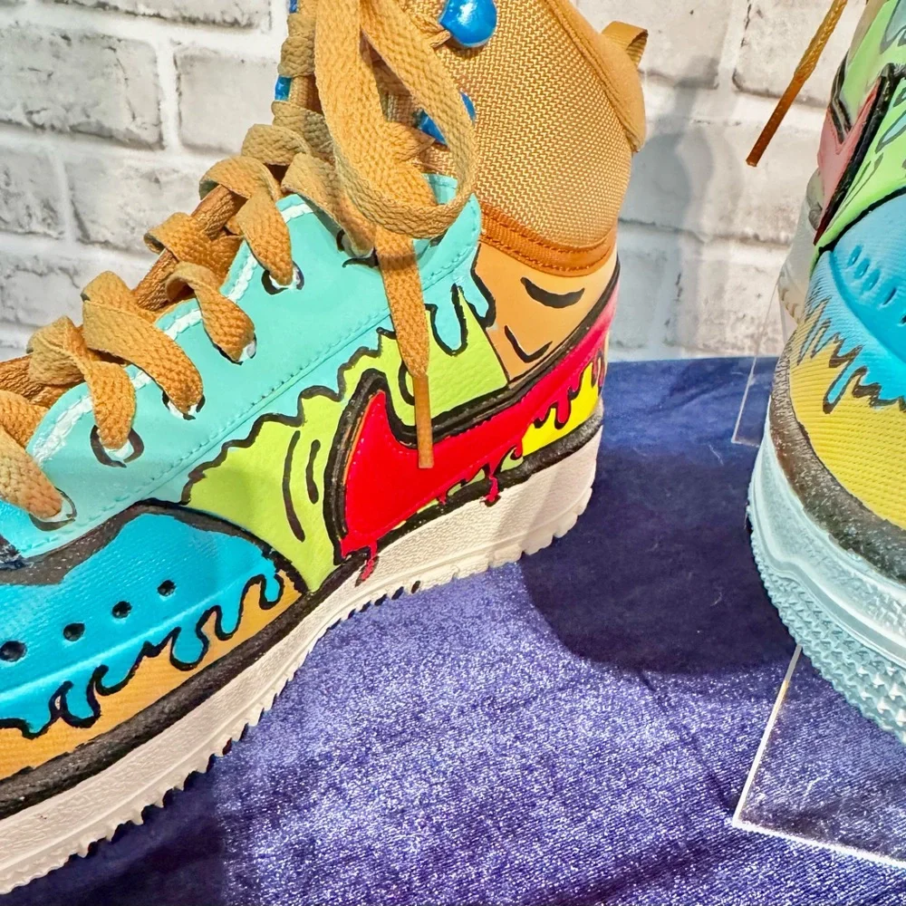Nike Court Vision Sneakers with Graffiti Design Size 8 Mens New custom comic - Picture 7 of 11
